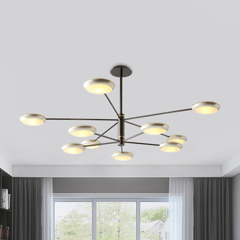 Starburst Chandelier Lighting with Black/Silver Drum Shade Postmodern 3/4/5 Heads Metal Hanging Ceiling Light for Living Room Clearhalo 'Ceiling Lights' 'Chandeliers' 'Modern Chandeliers' 'Modern' Lighting' 1044035