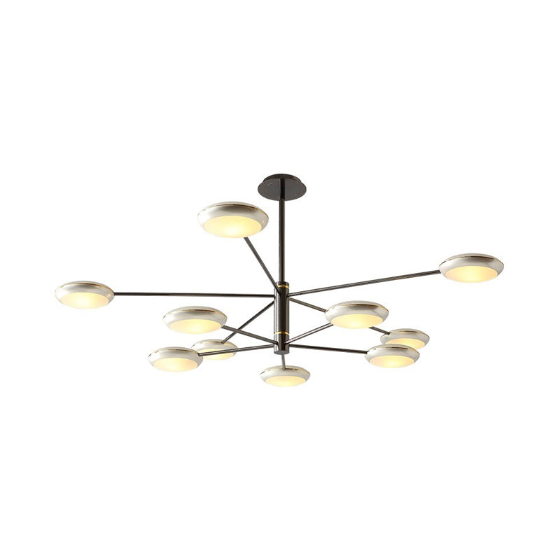 Starburst Chandelier Lighting with Black/Silver Drum Shade Postmodern 3/4/5 Heads Metal Hanging Ceiling Light for Living Room Clearhalo 'Ceiling Lights' 'Chandeliers' 'Modern Chandeliers' 'Modern' Lighting' 1044036