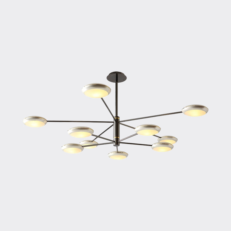 Starburst Chandelier Lighting with Black/Silver Drum Shade Postmodern 3/4/5 Heads Metal Hanging Ceiling Light for Living Room Clearhalo 'Ceiling Lights' 'Chandeliers' 'Modern Chandeliers' 'Modern' Lighting' 1044037