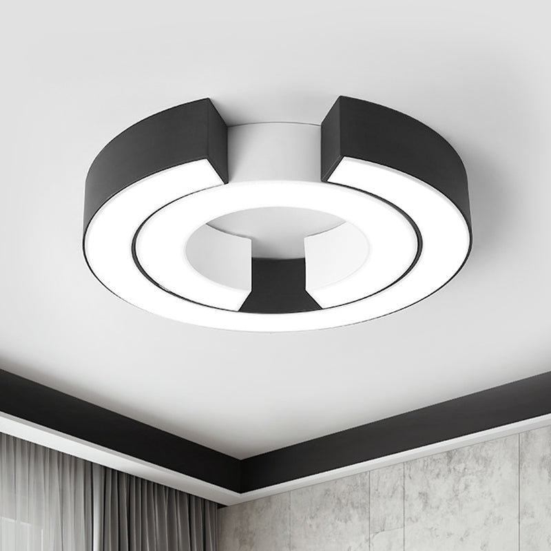 Black Double C Shaped Ceiling Mount Light Fixture Simple Metal LED Flush Mount Lamp for Office in Warm/White, 19.5"/23.5" Wide Clearhalo 'Ceiling Lights' 'Close To Ceiling Lights' 'Close to ceiling' 'Flush mount' Lighting' 1044039