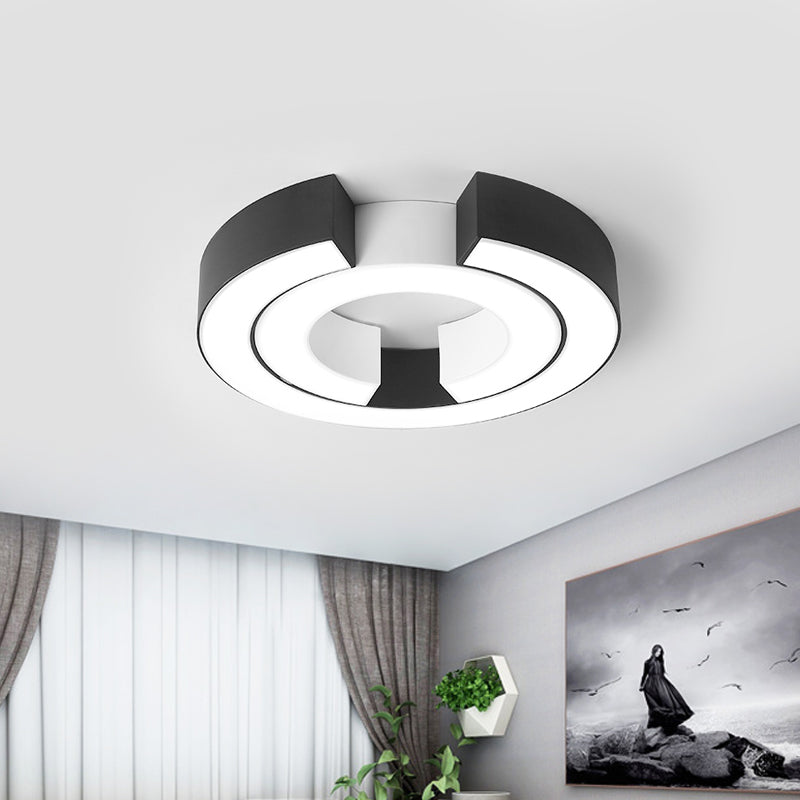 Black Double C Shaped Ceiling Mount Light Fixture Simple Metal LED Flush Mount Lamp for Office in Warm/White, 19.5"/23.5" Wide Clearhalo 'Ceiling Lights' 'Close To Ceiling Lights' 'Close to ceiling' 'Flush mount' Lighting' 1044040