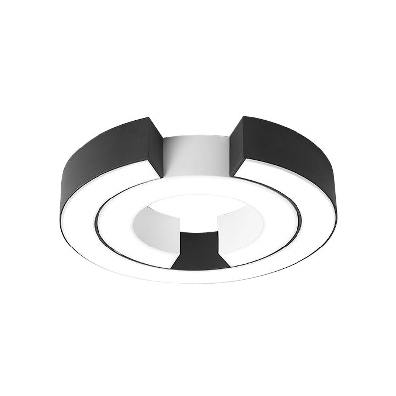 Black Double C Shaped Ceiling Mount Light Fixture Simple Metal LED Flush Mount Lamp for Office in Warm/White, 19.5"/23.5" Wide Clearhalo 'Ceiling Lights' 'Close To Ceiling Lights' 'Close to ceiling' 'Flush mount' Lighting' 1044041