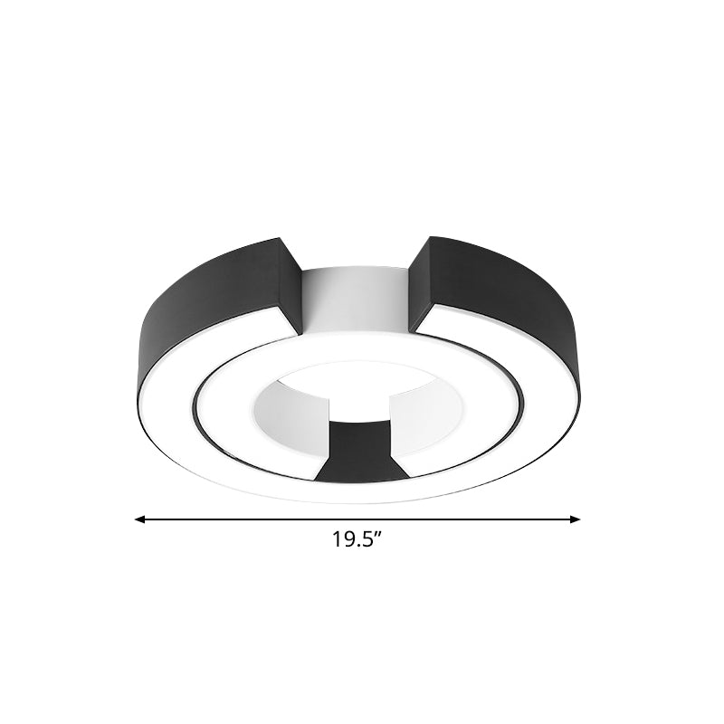 Black Double C Shaped Ceiling Mount Light Fixture Simple Metal LED Flush Mount Lamp for Office in Warm/White, 19.5"/23.5" Wide Clearhalo 'Ceiling Lights' 'Close To Ceiling Lights' 'Close to ceiling' 'Flush mount' Lighting' 1044042