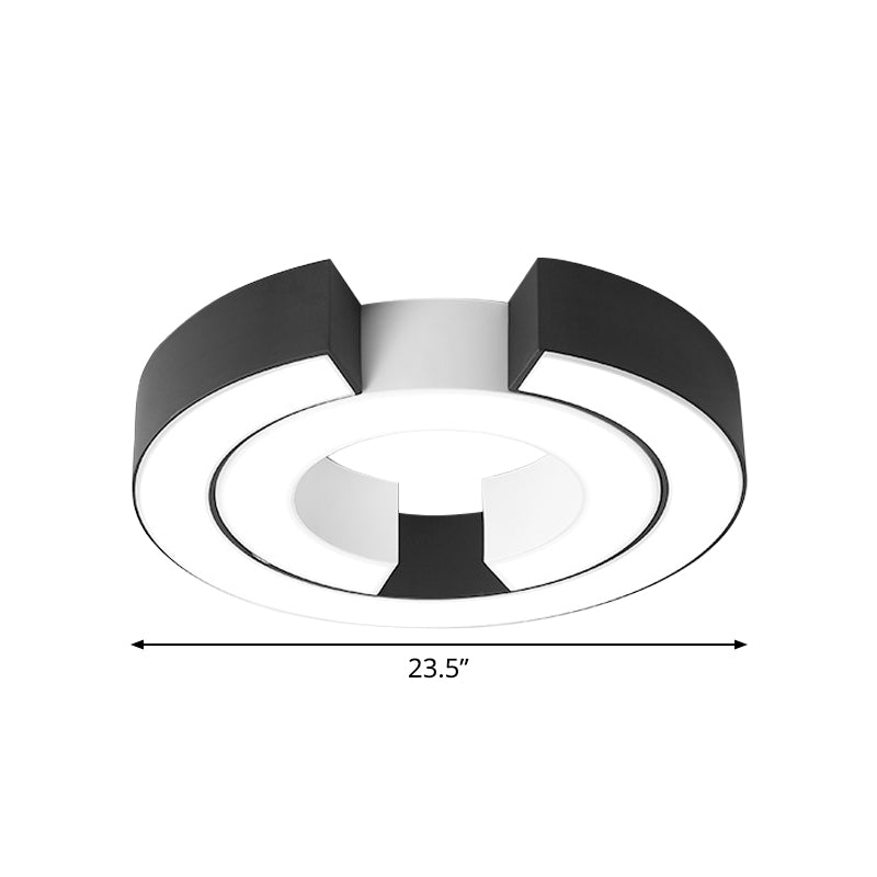 Black Double C Shaped Ceiling Mount Light Fixture Simple Metal LED Flush Mount Lamp for Office in Warm/White, 19.5"/23.5" Wide Clearhalo 'Ceiling Lights' 'Close To Ceiling Lights' 'Close to ceiling' 'Flush mount' Lighting' 1044043