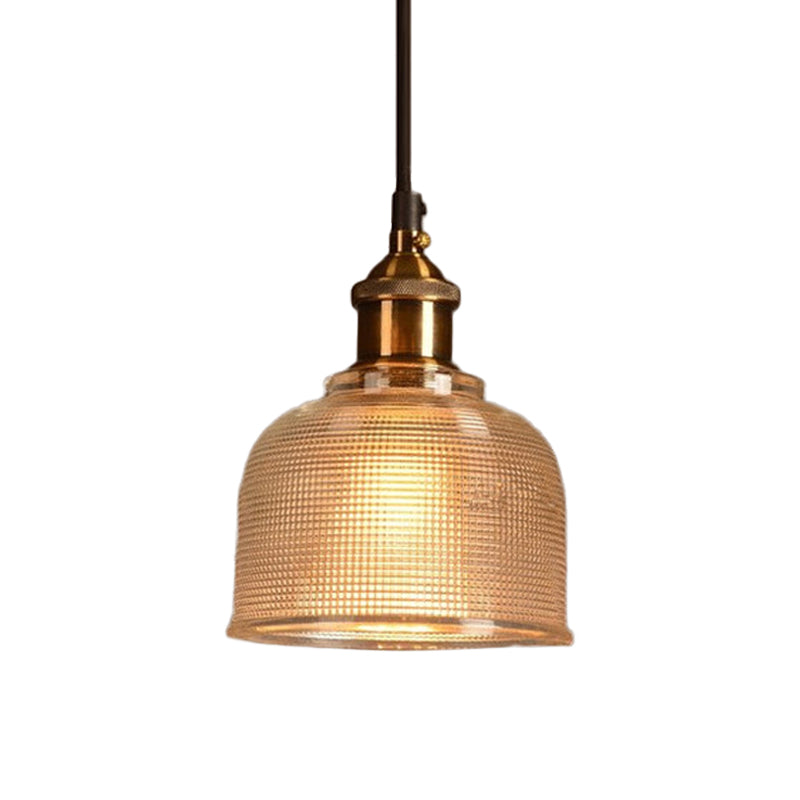 Traditional Cup Shaped Pendant Light Ridged Glass 1 Light Hanging Lamp for Balcony Kitchen Clearhalo 'Ceiling Lights' 'Glass shade' 'Glass' 'Modern Pendants' 'Modern' 'Pendant Lights' 'Pendants' Lighting' 1044094