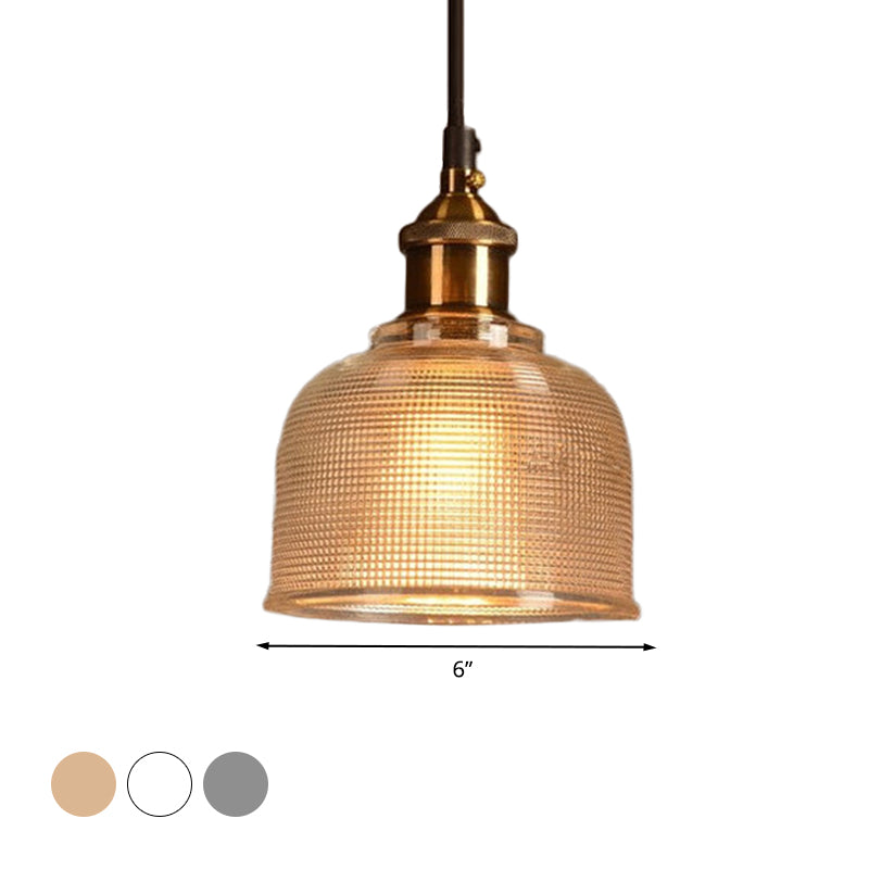 Traditional Cup Shaped Pendant Light Ridged Glass 1 Light Hanging Lamp for Balcony Kitchen Clearhalo 'Ceiling Lights' 'Glass shade' 'Glass' 'Modern Pendants' 'Modern' 'Pendant Lights' 'Pendants' Lighting' 1044095