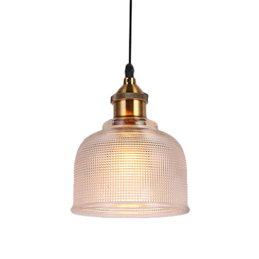 Traditional Cup Shaped Pendant Light Ridged Glass 1 Light Hanging Lamp for Balcony Kitchen Clearhalo 'Ceiling Lights' 'Glass shade' 'Glass' 'Modern Pendants' 'Modern' 'Pendant Lights' 'Pendants' Lighting' 1044098