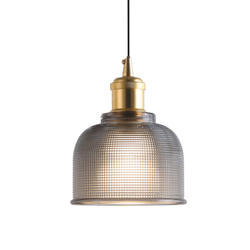 Traditional Cup Shaped Pendant Light Ridged Glass 1 Light Hanging Lamp for Balcony Kitchen Clearhalo 'Ceiling Lights' 'Glass shade' 'Glass' 'Modern Pendants' 'Modern' 'Pendant Lights' 'Pendants' Lighting' 1044101