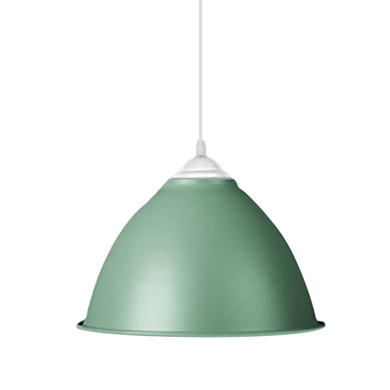 Industrial Dome Shade Pendant Light 1 Light Aluminum Ceiling Fixture in Frosted Green/Yellow for Dining Room Clearhalo 'Ceiling Lights' 'Modern Pendants' 'Modern' 'Pendant Lights' 'Pendants' Lighting' 1044105