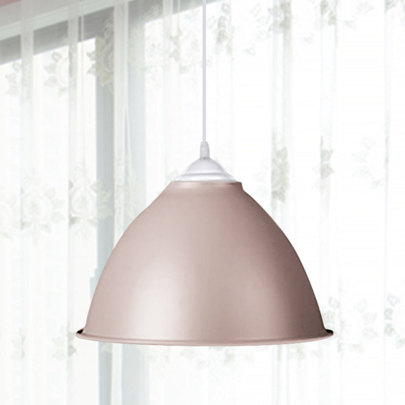 Industrial Dome Shade Pendant Light 1 Light Aluminum Ceiling Fixture in Frosted Green/Yellow for Dining Room Pink Clearhalo 'Ceiling Lights' 'Modern Pendants' 'Modern' 'Pendant Lights' 'Pendants' Lighting' 1044119