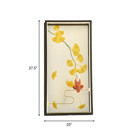 Asia Zen and Ginkgo Leaf LED Sconce Light Acrylic Bedroom LED Wall Mount Mural Lamp in Yellow Clearhalo 'Wall Lamps & Sconces' 'Wall Lights' Lighting' 1046890