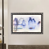 Dark Blue Mountain Scene Mural Lighting Asia LED Fabric Wall Mounted Lamp for Family Room Clearhalo 'Wall Lamps & Sconces' 'Wall Lights' Lighting' 1046979