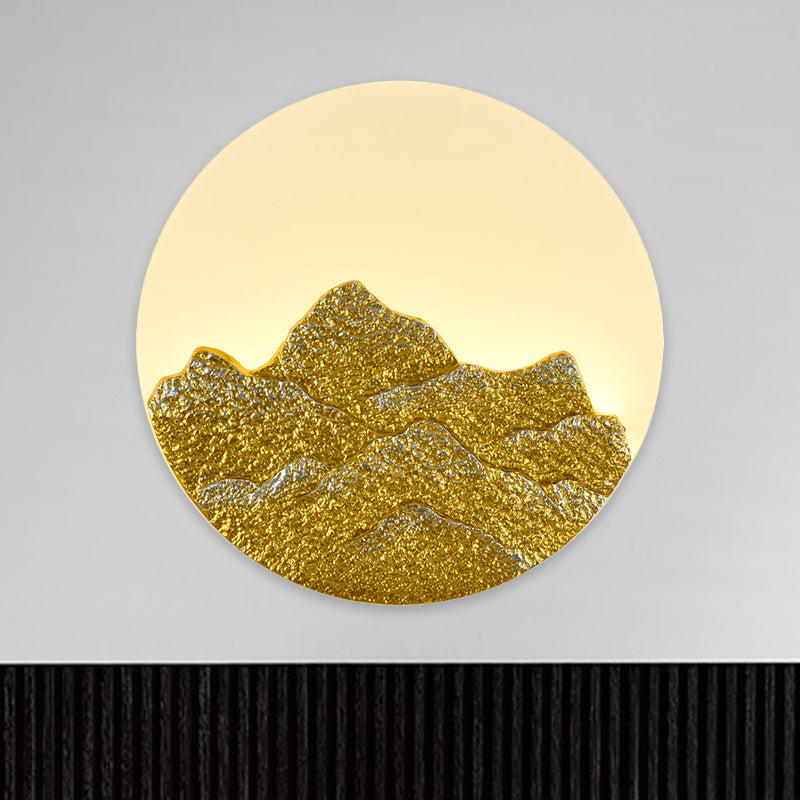 Resin Lotus/Mountain-Moon Mural Light Chinese White LED Wall Mounted Lamp for Guest Room White Mountain Clearhalo 'Wall Lamps & Sconces' 'Wall Lights' Lighting' 1047105