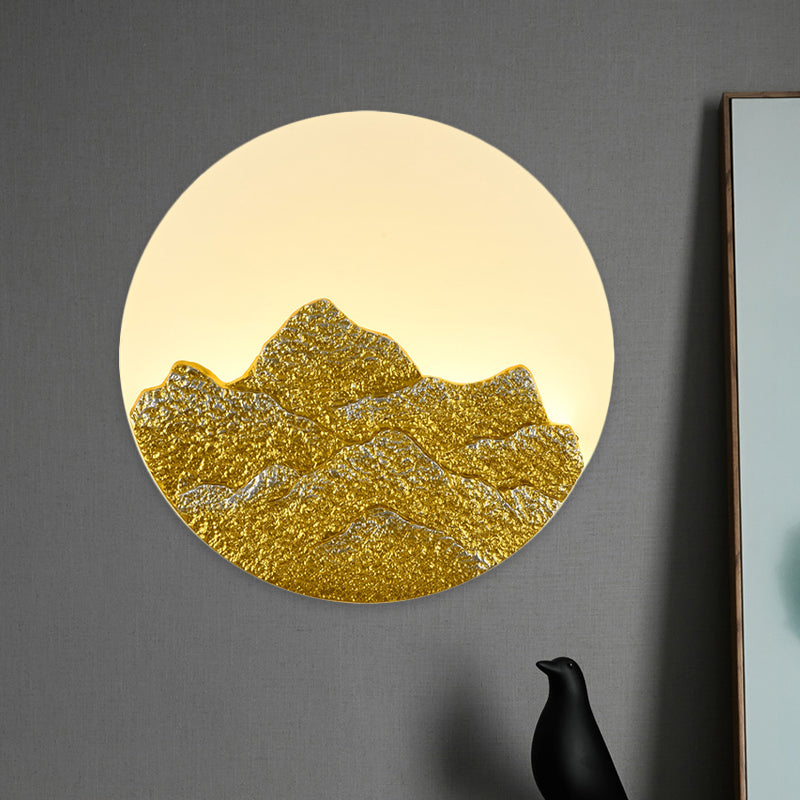 Resin Lotus/Mountain-Moon Mural Light Chinese White LED Wall Mounted Lamp for Guest Room Clearhalo 'Wall Lamps & Sconces' 'Wall Lights' Lighting' 1047106