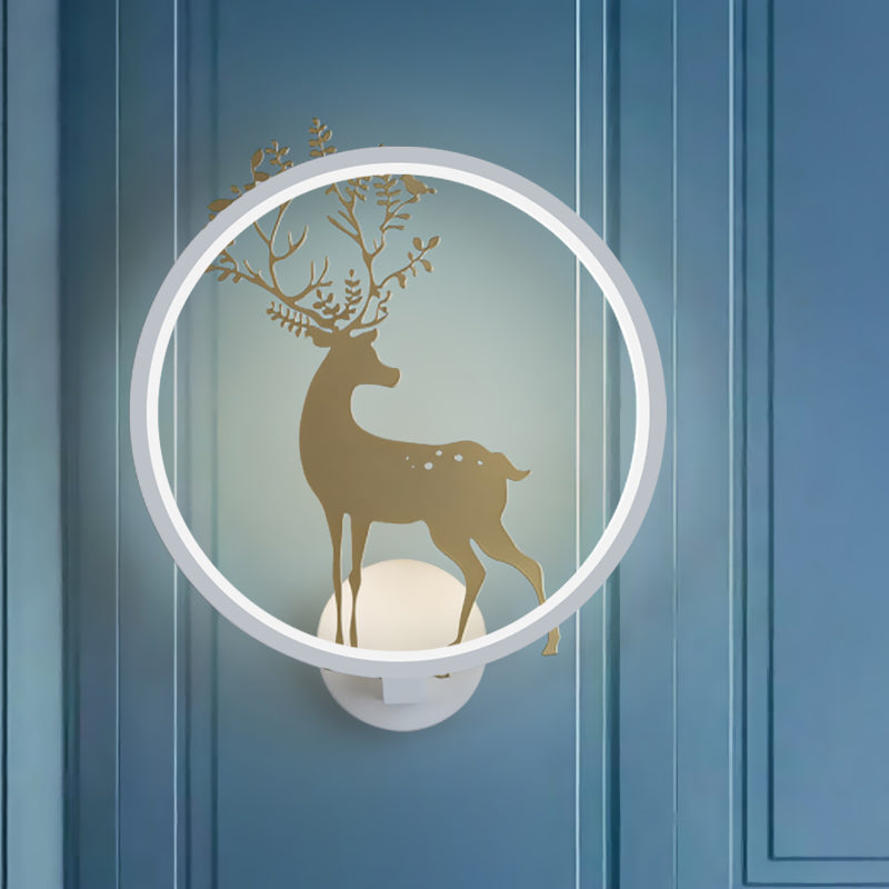 Gold Deer Decorative Wall Lamp Nordic LED Aluminum Mural Light Fixture with Black/White Glowing Hook White Clearhalo 'Wall Lamps & Sconces' 'Wall Lights' Lighting' 1047118