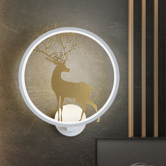 Gold Deer Decorative Wall Lamp Nordic LED Aluminum Mural Light Fixture with Black/White Glowing Hook Clearhalo 'Wall Lamps & Sconces' 'Wall Lights' Lighting' 1047120