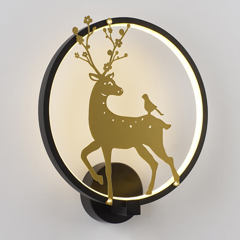 Sika Deer/Elephant Aluminum Mural Lamp Modernist Black-Gold LED Wall Mount Light for Parlor Clearhalo 'Wall Lamps & Sconces' 'Wall Lights' Lighting' 1047124