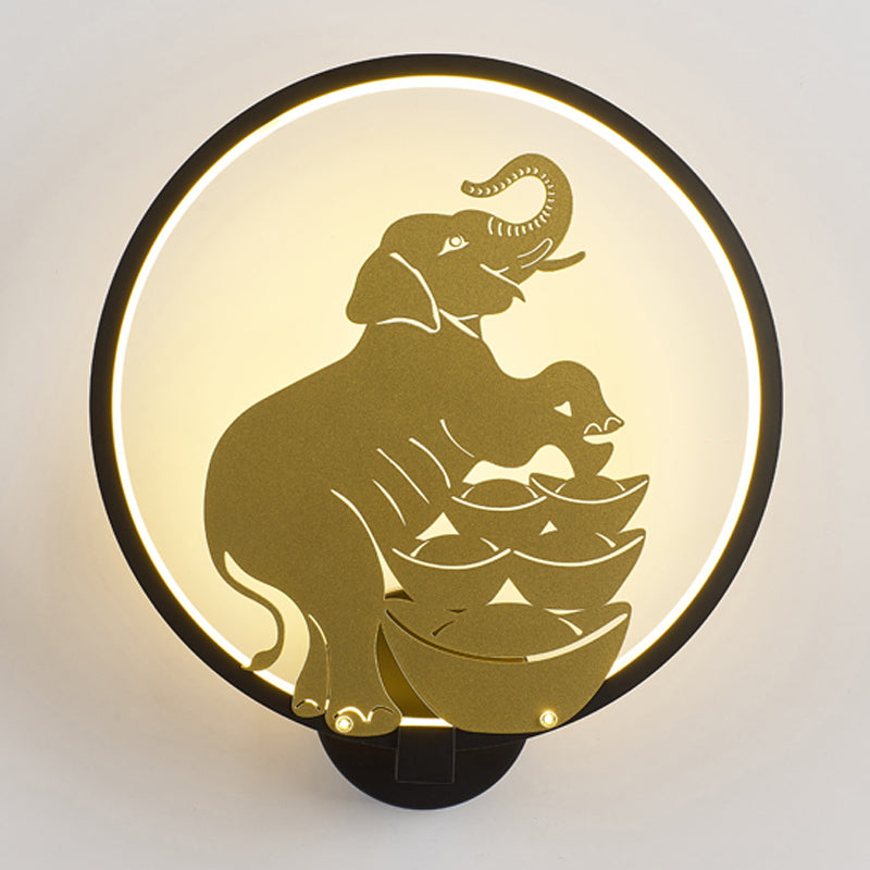 Sika Deer/Elephant Aluminum Mural Lamp Modernist Black-Gold LED Wall Mount Light for Parlor Clearhalo 'Wall Lamps & Sconces' 'Wall Lights' Lighting' 1047129