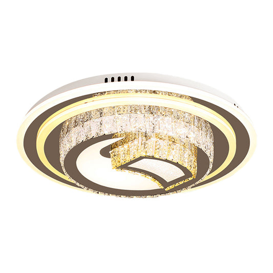 Rounded Bedroom Flushmount Minimalist Beveled Glass Crystal LED Nickel Close to Ceiling Lighting Clearhalo 'Ceiling Lights' 'Close To Ceiling Lights' 'Close to ceiling' 'Flush mount' Lighting' 1047239