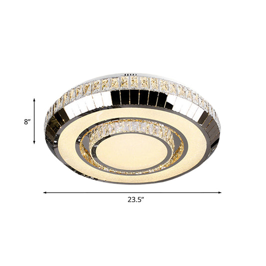 Stainless Steel LED Flush Mount Ceiling Light Simple Beveled Glass Crystal Round Lighting Fixture Clearhalo 'Ceiling Lights' 'Close To Ceiling Lights' 'Close to ceiling' 'Flush mount' Lighting' 1047244