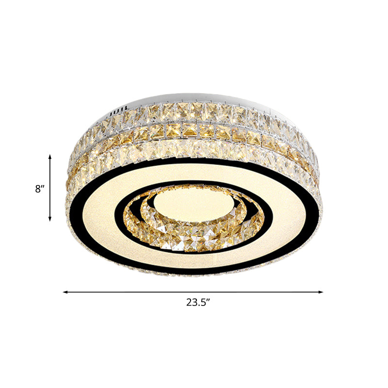 Inserted Crystal Nickel Flushount Drum LED Minimalist Close to Ceiling Lamp for Bedroom Clearhalo 'Ceiling Lights' 'Close To Ceiling Lights' 'Close to ceiling' 'Flush mount' Lighting' 1047248