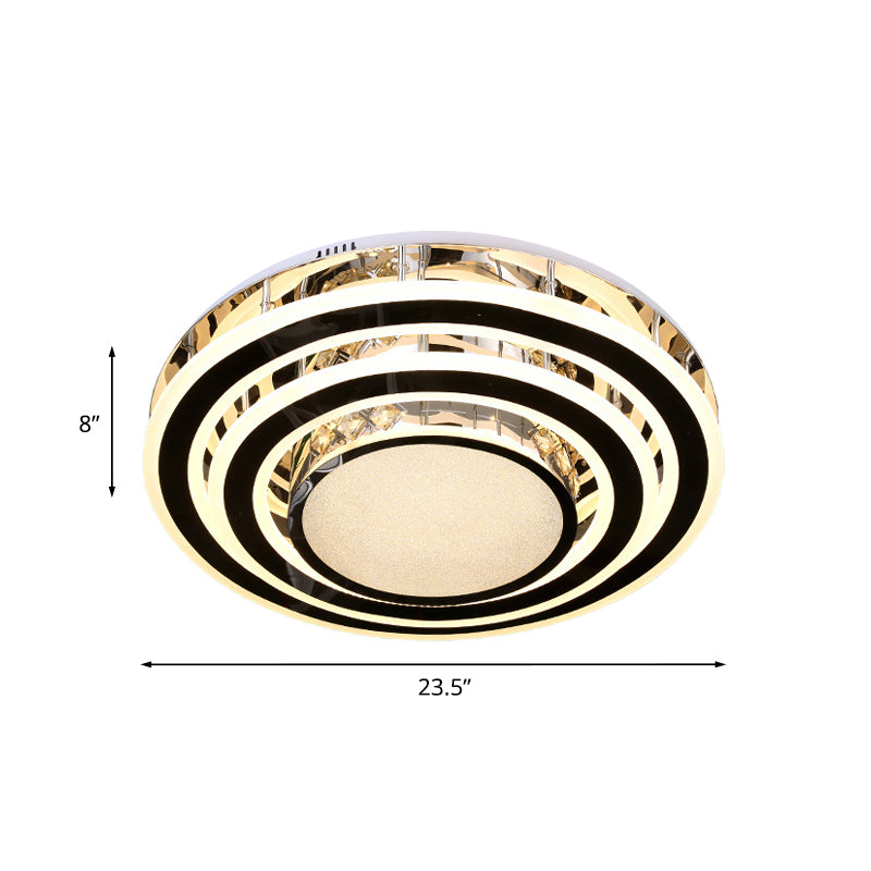 Faceted Clear Glass Stainless Steel Flushmount Rounded LED Minimalist Close to Ceiling Lighting Clearhalo 'Ceiling Lights' 'Close To Ceiling Lights' 'Close to ceiling' 'Flush mount' Lighting' 1047260