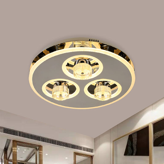 Circle Beveled Crystal Flushmount Nordic Bedroom LED Close to Ceiling Lighting Fixture in Nickel Clearhalo 'Ceiling Lights' 'Close To Ceiling Lights' 'Close to ceiling' 'Flush mount' Lighting' 1047270