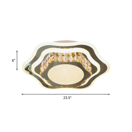 Faceted Glass Stainless Steel Flush Light Fixture Hexagon LED Minimalist Close to Ceiling Lamp Clearhalo 'Ceiling Lights' 'Close To Ceiling Lights' 'Close to ceiling' 'Flush mount' Lighting' 1047280