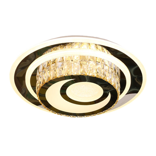 Drum Beveled Crystal Close to Ceiling Lamp Simple LED Guest Room Flushmount Light in Stainless Steel Clearhalo 'Ceiling Lights' 'Close To Ceiling Lights' 'Close to ceiling' 'Flush mount' Lighting' 1047291