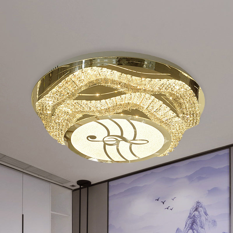 Hand-Cut Crystal Stainless Steel Flushmount Musical Note LED Simple Light Fixture Ceiling Stainless-Steel Clearhalo 'Ceiling Lights' 'Close To Ceiling Lights' 'Close to ceiling' 'Flush mount' Lighting' 1047297