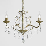 Candlestick Crystal Drip Ceiling Pendant Light Traditional 3 Lights Guest Room Chandelier in Gold Clearhalo 'Ceiling Lights' 'Chandeliers' Lighting' options 1047311