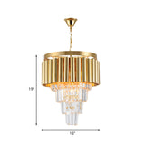 Crystal Flute Tapered Ceiling Chandelier Traditional 5 Bulbs Dining Room Suspension Light in Gold Clearhalo 'Ceiling Lights' 'Chandeliers' Lighting' options 1047328