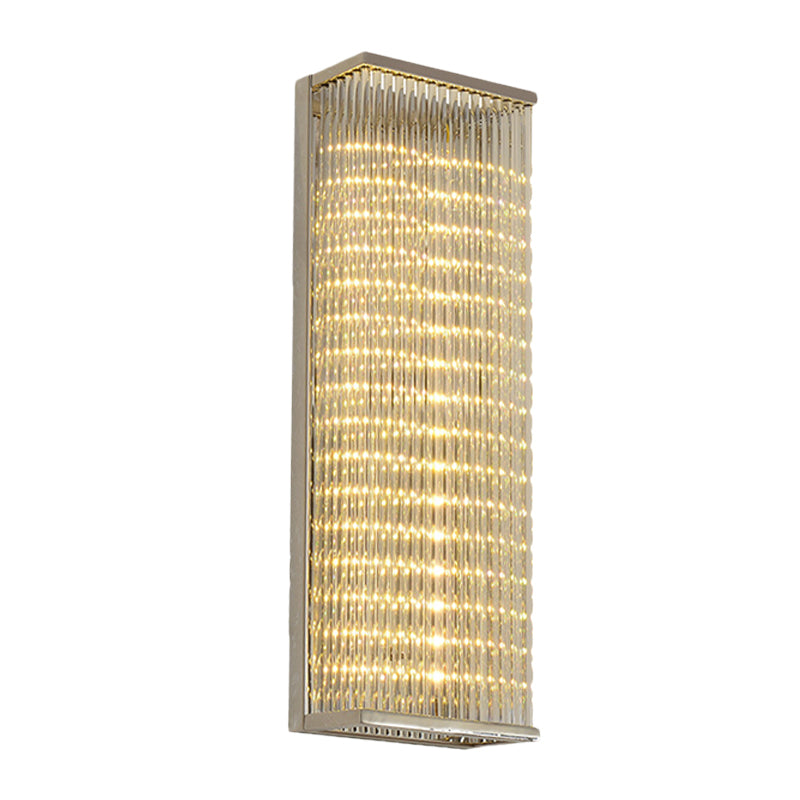 Chrome LED Wall Sconce Lighting Contemporary Clear Glass Bar Cuboid Wall Mount Light Chrome Clearhalo 'Modern wall lights' 'Modern' 'Wall Lamps & Sconces' 'Wall Lights' Lighting' 1047335