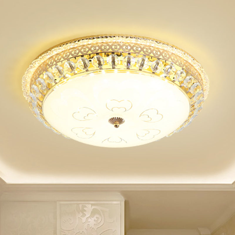 Circle Crystal Block Flushmount Lamp Modernist LED Gold Flush Light Fixture for Bedroom Gold Clearhalo 'Ceiling Lights' 'Close To Ceiling Lights' 'Close to ceiling' 'Flush mount' Lighting' 1047381