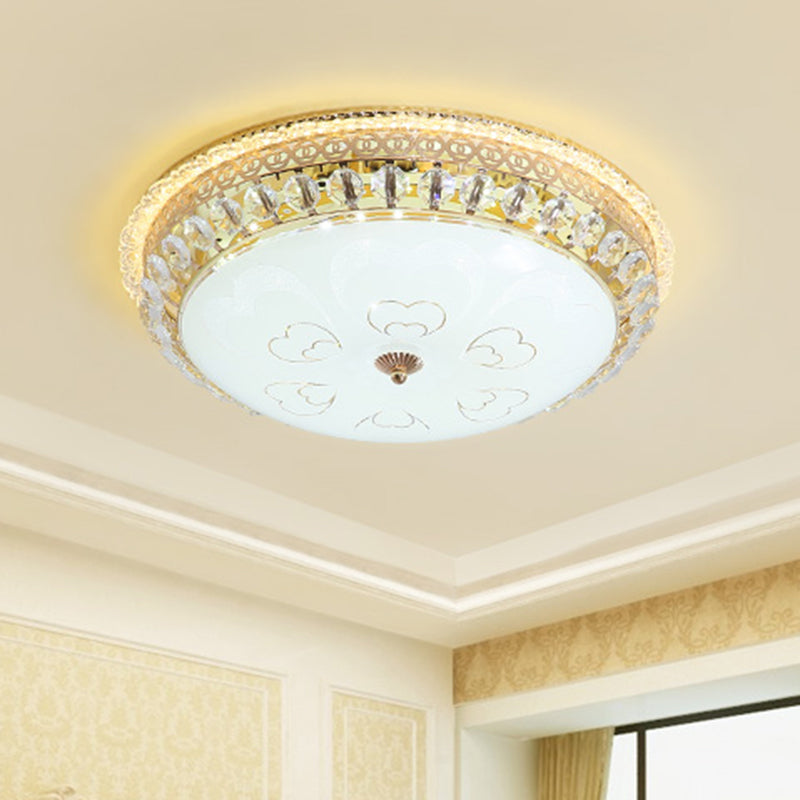 Circle Crystal Block Flushmount Lamp Modernist LED Gold Flush Light Fixture for Bedroom Clearhalo 'Ceiling Lights' 'Close To Ceiling Lights' 'Close to ceiling' 'Flush mount' Lighting' 1047382