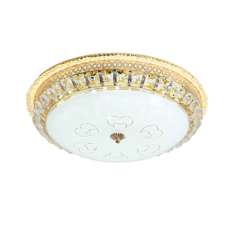 Circle Crystal Block Flushmount Lamp Modernist LED Gold Flush Light Fixture for Bedroom Clearhalo 'Ceiling Lights' 'Close To Ceiling Lights' 'Close to ceiling' 'Flush mount' Lighting' 1047383