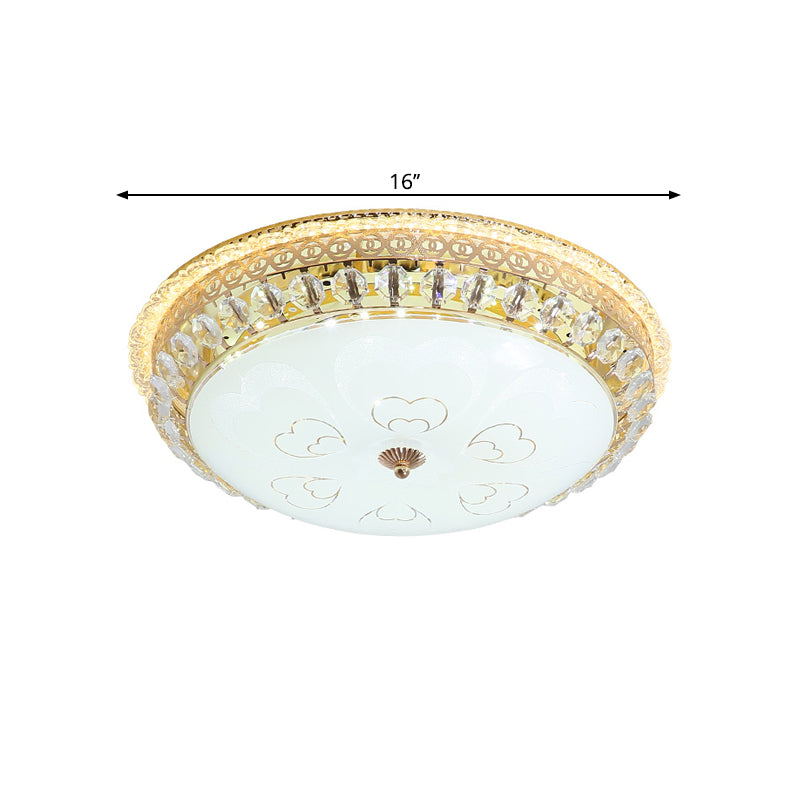 Circle Crystal Block Flushmount Lamp Modernist LED Gold Flush Light Fixture for Bedroom Clearhalo 'Ceiling Lights' 'Close To Ceiling Lights' 'Close to ceiling' 'Flush mount' Lighting' 1047384