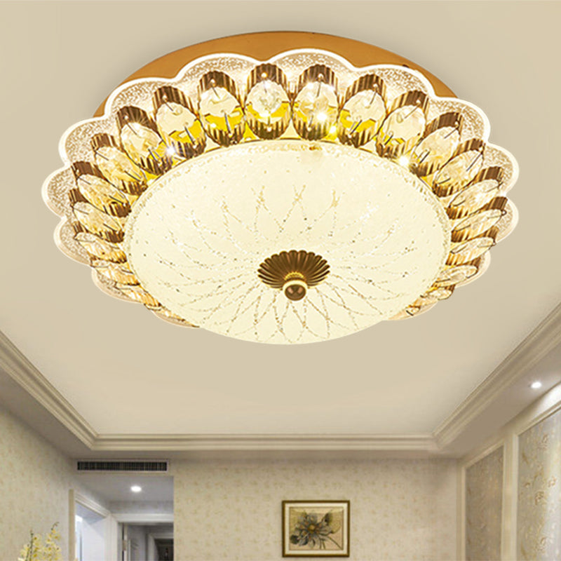 Circular Corridor Ceiling Flush Mount Crystal LED Modernism Flush Light Fixture in Gold Gold A Clearhalo 'Ceiling Lights' 'Close To Ceiling Lights' 'Close to ceiling' 'Flush mount' Lighting' 1047401