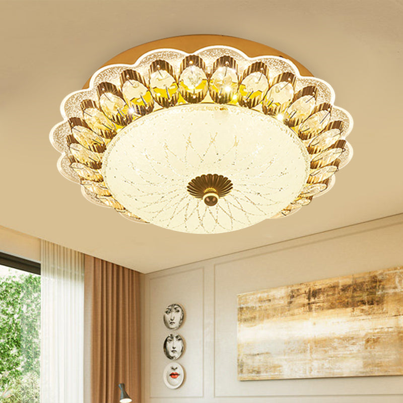 Circular Corridor Ceiling Flush Mount Crystal LED Modernism Flush Light Fixture in Gold Clearhalo 'Ceiling Lights' 'Close To Ceiling Lights' 'Close to ceiling' 'Flush mount' Lighting' 1047402