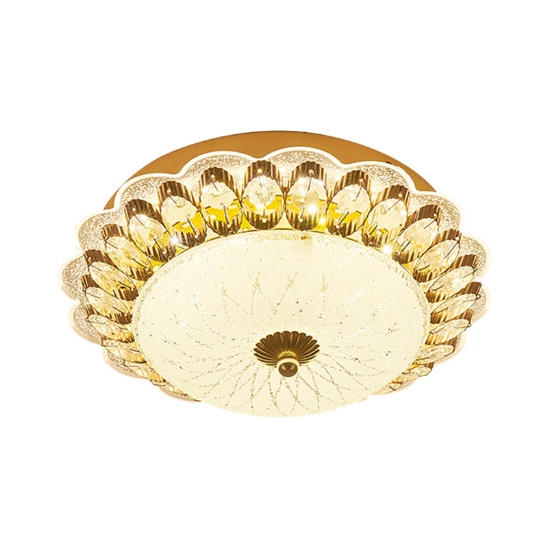 Circular Corridor Ceiling Flush Mount Crystal LED Modernism Flush Light Fixture in Gold Clearhalo 'Ceiling Lights' 'Close To Ceiling Lights' 'Close to ceiling' 'Flush mount' Lighting' 1047403