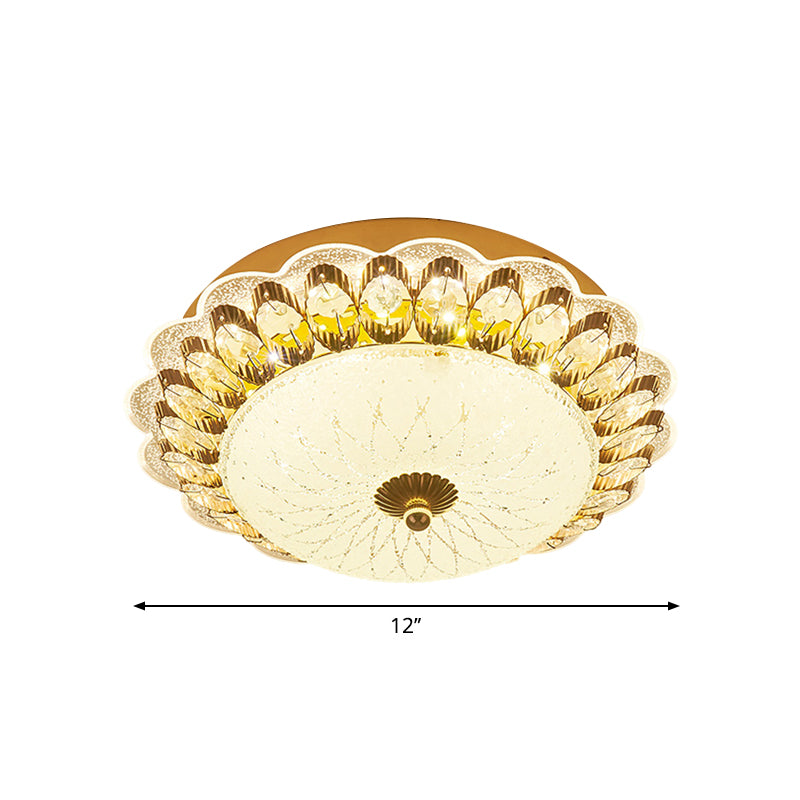 Circular Corridor Ceiling Flush Mount Crystal LED Modernism Flush Light Fixture in Gold Clearhalo 'Ceiling Lights' 'Close To Ceiling Lights' 'Close to ceiling' 'Flush mount' Lighting' 1047404