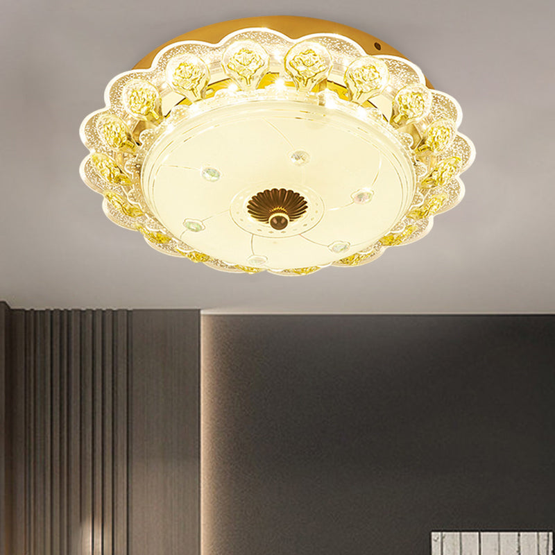 Circular Corridor Ceiling Flush Mount Crystal LED Modernism Flush Light Fixture in Gold Gold B Clearhalo 'Ceiling Lights' 'Close To Ceiling Lights' 'Close to ceiling' 'Flush mount' Lighting' 1047405