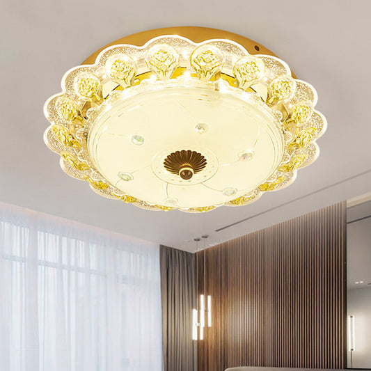 Circular Corridor Ceiling Flush Mount Crystal LED Modernism Flush Light Fixture in Gold Clearhalo 'Ceiling Lights' 'Close To Ceiling Lights' 'Close to ceiling' 'Flush mount' Lighting' 1047407