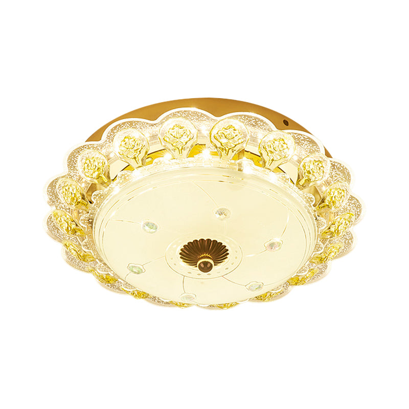 Circular Corridor Ceiling Flush Mount Crystal LED Modernism Flush Light Fixture in Gold Clearhalo 'Ceiling Lights' 'Close To Ceiling Lights' 'Close to ceiling' 'Flush mount' Lighting' 1047408