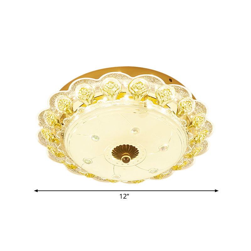 Circular Corridor Ceiling Flush Mount Crystal LED Modernism Flush Light Fixture in Gold Clearhalo 'Ceiling Lights' 'Close To Ceiling Lights' 'Close to ceiling' 'Flush mount' Lighting' 1047409