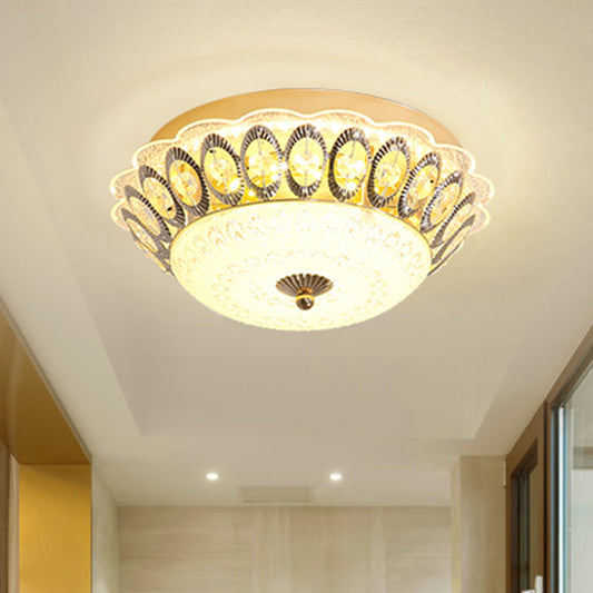 Clear Crystal Flower Flush Mount Fixture Modernist LED Gold Flush Lamp Fixture for Living Room Gold Clearhalo 'Ceiling Lights' 'Close To Ceiling Lights' 'Close to ceiling' 'Flush mount' Lighting' 1047414