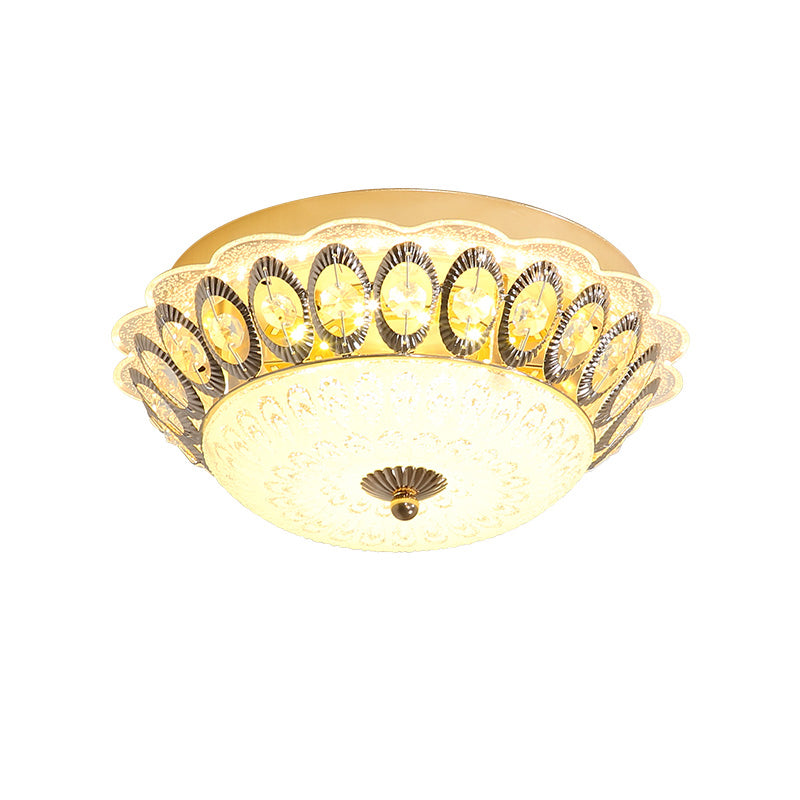 Clear Crystal Flower Flush Mount Fixture Modernist LED Gold Flush Lamp Fixture for Living Room Clearhalo 'Ceiling Lights' 'Close To Ceiling Lights' 'Close to ceiling' 'Flush mount' Lighting' 1047416