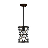 1 Light Metal Pendant Light Vintage Stylish Black Cylinder Cage Shade Dining Room Hanging Lamp Clearhalo 'Art Deco Pendants' 'Black' 'Cast Iron' 'Ceiling Lights' 'Ceramic' 'Crystal' 'Industrial Pendants' 'Industrial' 'Metal' 'Middle Century Pendants' 'Pendant Lights' 'Pendants' 'Rustic Pendants' 'Tiffany' Lighting' 104810