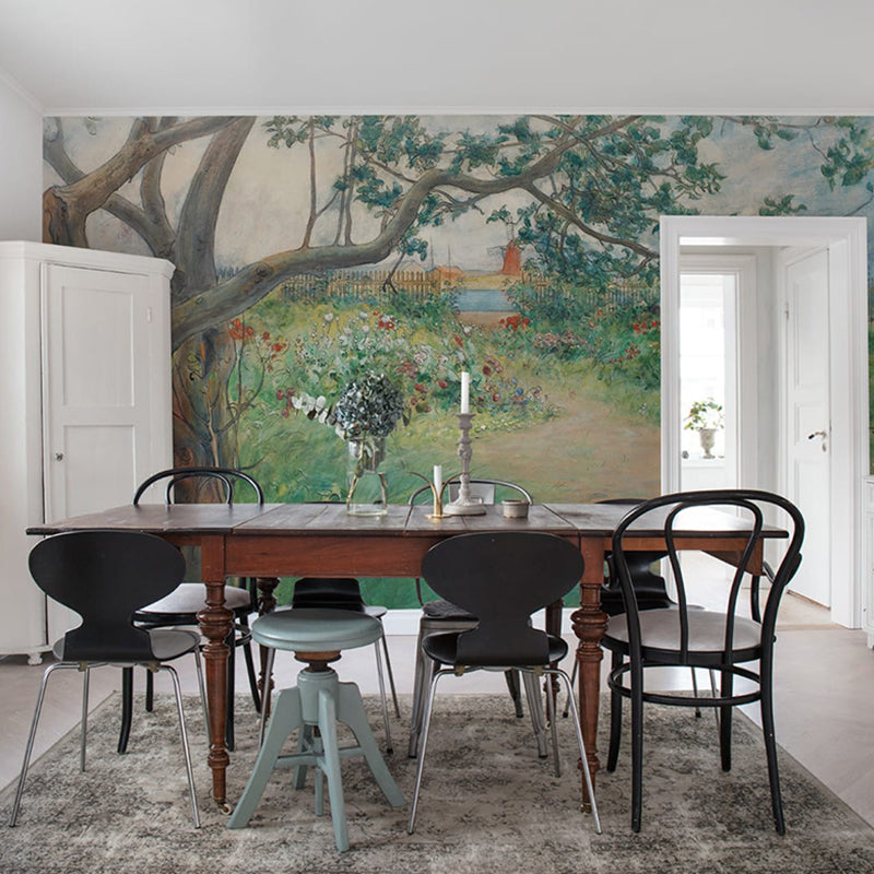 Whole Tree and Path Mural for Dining Room Decor Aesthetic Wall Covering in Green, Moisture-Resistant Clearhalo 'Wall Decor' 'Wall Mural' 1048447