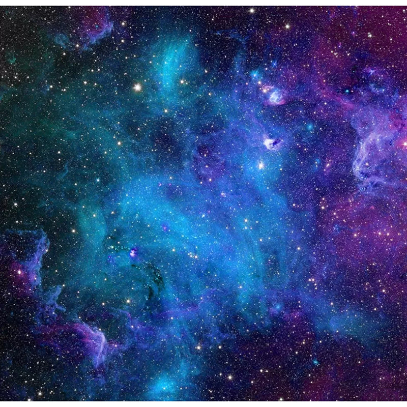 Big Luminous Galaxy Mural Wallpaper in Blue and Purple Non-Woven Fabric Wall Art for Home Decor, Made to Measure Clearhalo 'Wall Decor' 'Wall Mural' 1048663